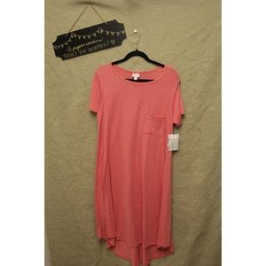 Lularoe L Carly TShirt Dress heathered Salmon Pink